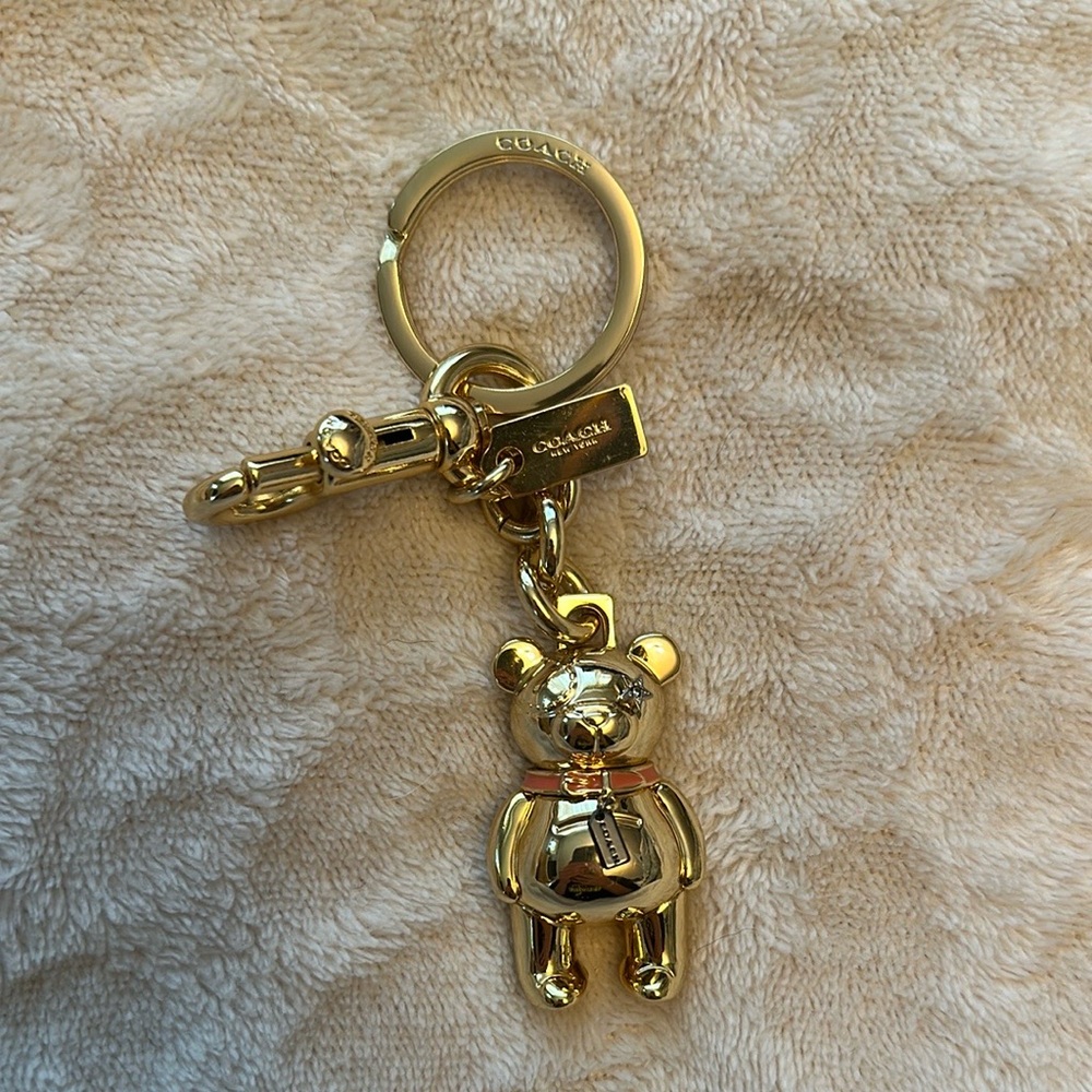 Coach Gold Teddy Bear Keychain